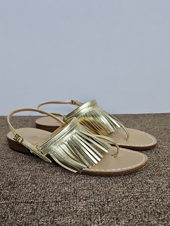 Amedeo Canfaro Shoes - Amedeo Canfora Fringe Metallic Gold Luna Leather Sandals Made Italy Sz 10 Womens